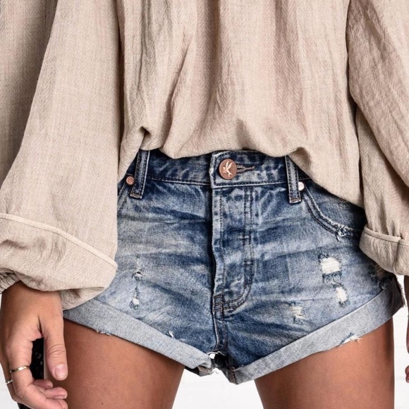 One Teaspoon Blue Buoy Bandit Denim Shorts